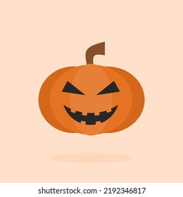 halloween pumpkin flat illustration with scary smile expression