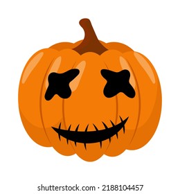 Halloween pumpkin in flat style for banner, greeting card. Vector illustration.