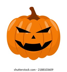 Halloween pumpkin in flat style for poster, banner, greeting card. Vector illustration.