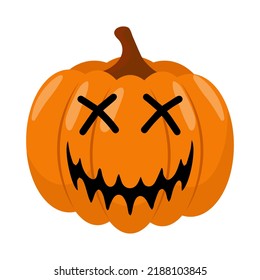 Halloween pumpkin in flat style for poster, banner, greeting card. Vector illustration.