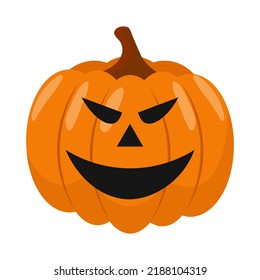 Halloween pumpkin in flat style for poster, banner, greeting card. Vector illustration.