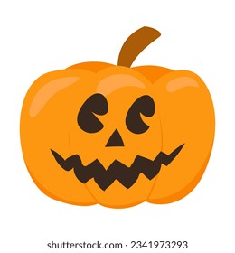 Halloween pumpkin in flat style for poster, banner, greeting card. Vector illustration.