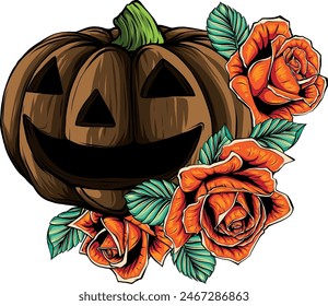 Halloween pumpkin in flat style vector illustration design