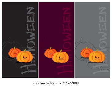 Halloween pumpkin flyer set three colors