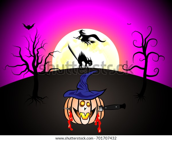 halloween pumpkin flying\
witch background