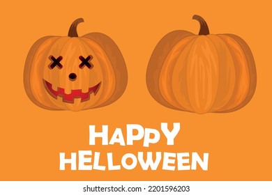 Halloween pumpkin, front and back view. Vector graphics