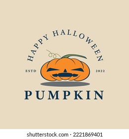 halloween pumpkin fruit vintage logo vector illustration design	