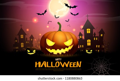 halloween pumpkin fullmoon horror background