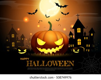 halloween pumpkin fullmoon horror background