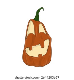 Halloween Pumpkin Funny and Cute on White Background. One of the Fall Holiday Symbol. Vector Illustration.