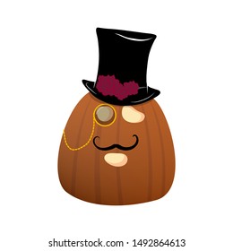 Halloween Pumpkin Funny and Cute. Vector Illustration.