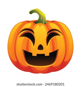 Calabaza de Halloween con expresión facial divertida. Ilustración de personaje de dibujos animados de Vector