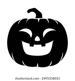 Halloween pumpkin with funny face expression. Vector cartoon character silhouette illustration