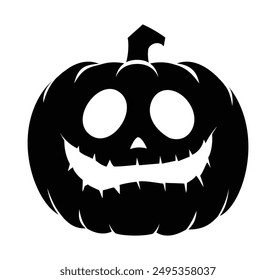 Halloween pumpkin with funny face. Vector cartoon character silhouette illustration