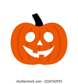 Halloween pumpkin. Funny faces. Autumn holidays. Pumpkin on white background. Symbol of the Halloween holiday. Orange pumpkin with smile for your design for the Halloween.