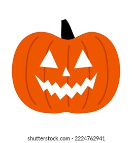 Halloween pumpkin. Funny faces. Autumn holidays. Pumpkin on white background. Symbol of the Halloween holiday. Orange pumpkin with smile for your design for the Halloween.