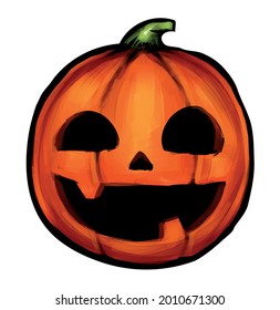 halloween pumpkin funny and scary orange vector illustration sticker