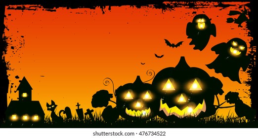 Halloween pumpkin ghost background