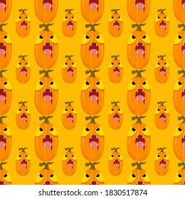 Fondo fantasma de calabaza de Halloween, patrón sin fisuras, para ser usado como tarjeta de saludo o papel tapiz.