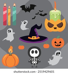 Halloween Pumpkin Ghost Candle Illustration