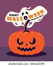 halloween pumpkin and ghost card