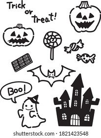 Halloween pumpkin ghost illustration set