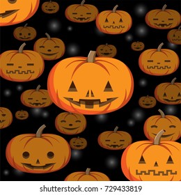 Halloween pumpkin ghost on black background.