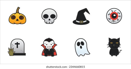 Halloween pumpkin ghost vector icons