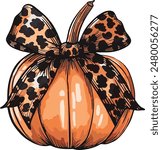 Halloween pumpkin and ghost vector illustration, T-shirt prints, pumpkin with bow