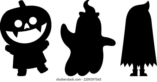 
Halloween pumpkin and ghost vector silhouette's