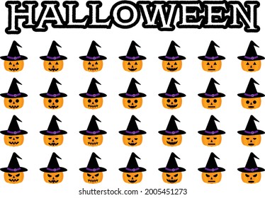 Halloween pumpkin ghost wearing a hat