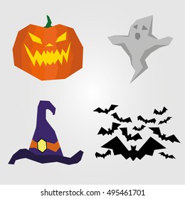 Halloween pumpkin . halloween ghost. halloween witch hat. halloween bats. halloween attributes. halloween elements