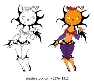 Halloween pumpkin girl