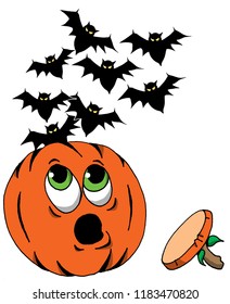 Halloween Pumpkin going Batty after Losing All His Bats