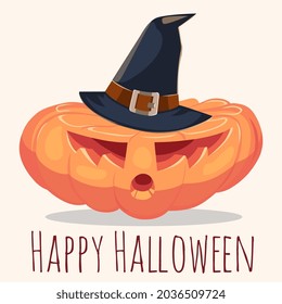 Halloween pumpkin greeting card. Vector illustration