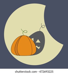 Halloween pumpkin with a grim shadow