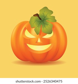 Halloween Kürbis mit einem Grinsen im Gesicht. Jack-o'-Laterne. Vektorgrafik.