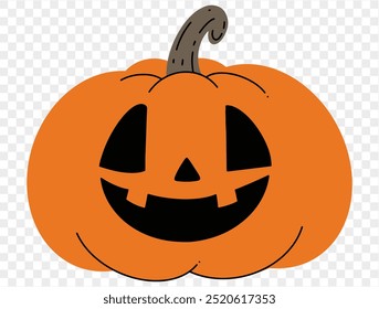Halloween pumpkin hand draw paint brush style isolated on png or transparent texture,Halloween party background ,element template for poster, brochures, online advertising, vector illustration 