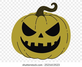 Halloween pumpkin hand draw paint brush style isolated on png or transparent texture,Halloween party background ,element template for poster, brochures, online advertising, vector illustration 