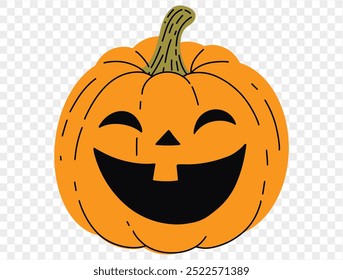 Estilo de pincel de dibujo de calabaza de Halloween estilo aislado en png o textura transparente, fondo de fiesta de Halloween, Plantilla de elementos para póster, folletos, publicidad en línea, Ilustración vectorial 