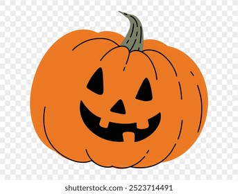 Estilo de pincel de dibujo de calabaza de Halloween estilo aislado en png o textura transparente, fondo de fiesta de Halloween, Plantilla de elementos para póster, folletos, publicidad en línea, Ilustración vectorial 