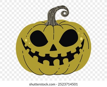 Estilo de pincel de dibujo de calabaza de Halloween estilo aislado en png o textura transparente, fondo de fiesta de Halloween, Plantilla de elementos para póster, folletos, publicidad en línea, Ilustración vectorial 