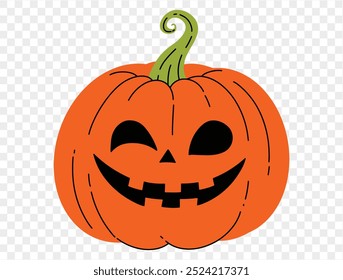 Estilo de pincel de dibujo de calabaza de Halloween estilo aislado en png o textura transparente, fondo de fiesta de Halloween, Plantilla de elementos para póster, folletos, publicidad en línea, Ilustración vectorial 