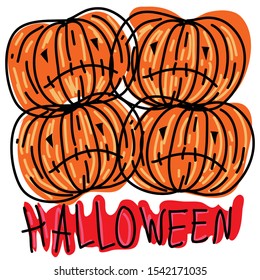 halloween pumpkin hand drawing poster vector