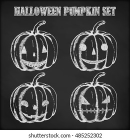 Halloween pumpkin hand drawn in chalk
