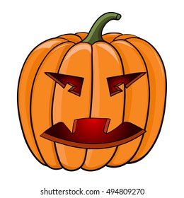 Halloween pumpkin. Hand drawn colored sketch. Vector illustration isolated on white background