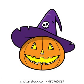 Halloween Pumpkin. A hand drawn vector cartoon illustration of a Halloween Jack o' lantern.