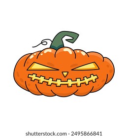 Halloween pumpkin. Hand-drawn Doodle Pumpkin Lantern symbol of the Happy Halloween holiday
