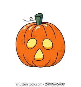 Halloween pumpkin. Hand-drawn Doodle Pumpkin Lantern symbol of the Happy Halloween holiday