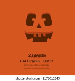 Halloween pumpkin with happy face background. Vector Illustration.